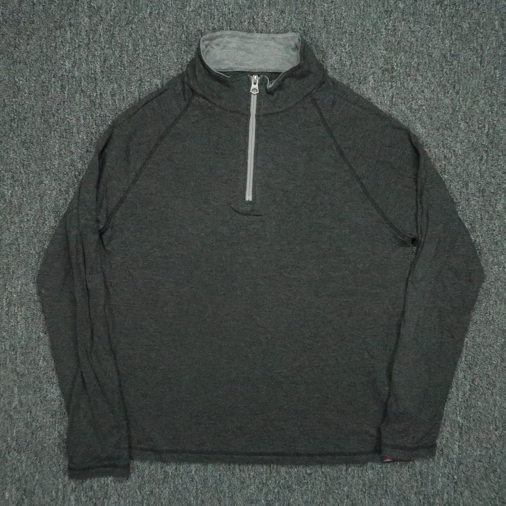 Faherty Sweater Mens Medium Gray Quarter Zip Cloud Cotton Pullover Jumper‎